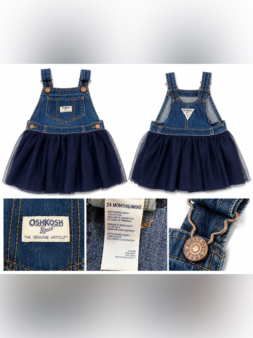 OshKosh B’gosh Denim Tulle Jumper Dress 24 Months | Navy Blue